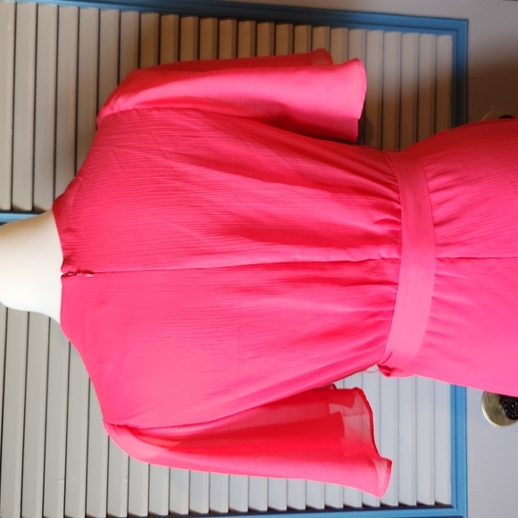 DKNY Pink Wrap Style Dress with Flowy Sleeves - Picture 9 of 12